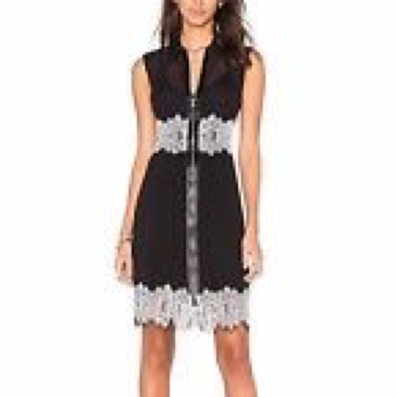 McQ by McQueen Sheer Lace Detail Zip Front Dress - Picture 8 of 8
